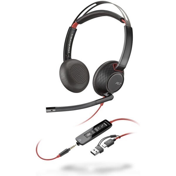 E-shop Poly Blackwire 5220 headset + 3.5mm Plug a USB-C/A adaptér (Bulk)