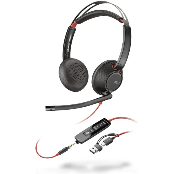 Poly Blackwire 5220 headset + 3.5mm Plug a USB-C/A adaptér (Bulk) - Slúchadlá - Hlavný obrázok