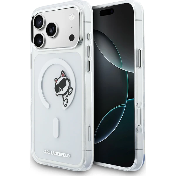 Karl Lagerfeld IML Choupette Peekaboo MagSafe kryt iPhone 17 Pro Max číry - Puzdra - Hlavný obrázok