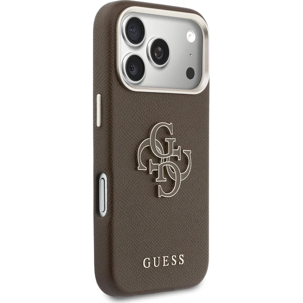 Guess PU Resin Logo kryt iPhone 17 Pro hnedý - Puzdra - Obrázok 309b68ab58984670a546f99090848952