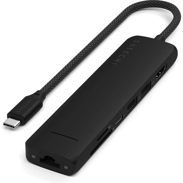 Satechi 7v1 USB-C Slim viacportový adaptér s Ethernetom čierny - USB huby - Obrázok 30OC000J01