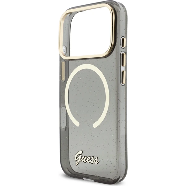 Guess IML Glitter Script Strap MagSafe kryt iPhone 17 Pro čierny - Puzdra - Obrázok 30c5fbf8536942cc88feab10f1175fd7
