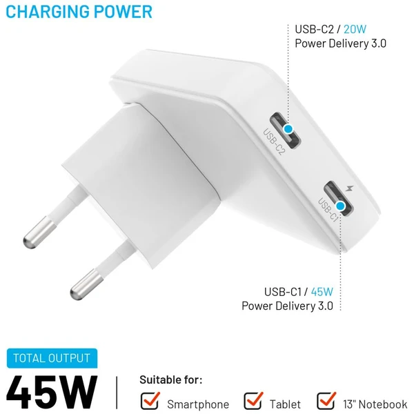 FIXED Slim Traveller GaN cestovná nabíjačka s 2x USB-C a adaptérmi (45W) biela - Nabíjačky - Obrázok 30ce43834de64d499e56c9420d2f6af8