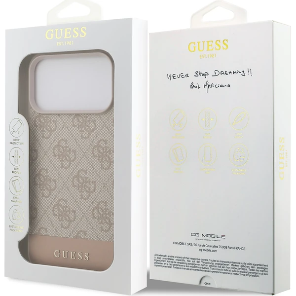 Guess PU 4G Stripe Zadný Kryt pre iPhone 17 Pro Max ružový - Puzdra - Obrázok 30e925a8f2a047c88853c7cf025c2e78