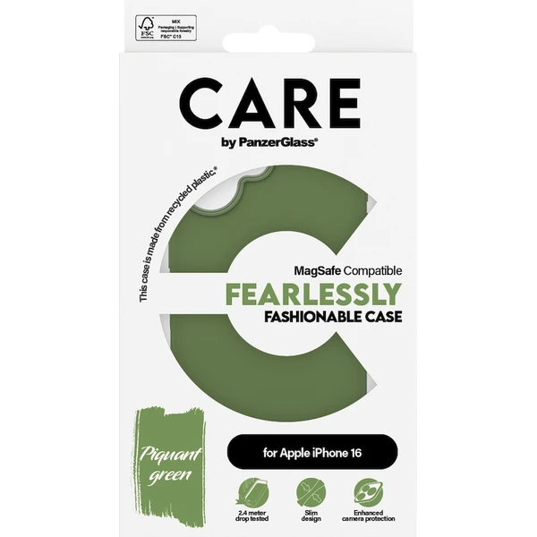 PanzerGlass® CARE kryt Apple iPhone 16 MagSafe Fearlessly zelený - Puzdra - Obrázok 3108000P01