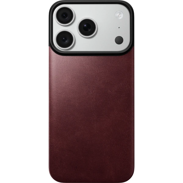 Nomad Magnetic Leather Back (Horween) MagSafe kožený kryt iPhone 17 Pro/18 Pro Burgundy - Puzdra - Obrázok 3110d2411ed04914bb14f09b9736a080