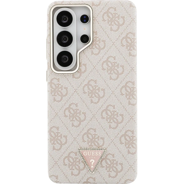 Guess PU koža 4G Strass Trojuholníkové logo Zlatý rám Magnetický kryt Samsung Galaxy S26 Ultra ružov - Puzdra - Obrázok 3111a7c12ee542da878e42ff80d7298e