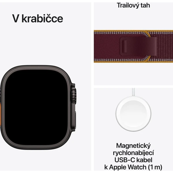 Apple Watch Ultra 4 49mm Černý titan s burgundsky červeným Trailovým tahem M/L - Inteligentné hodinky - Obrázok 3138db34031e4143a73fba16202132a1