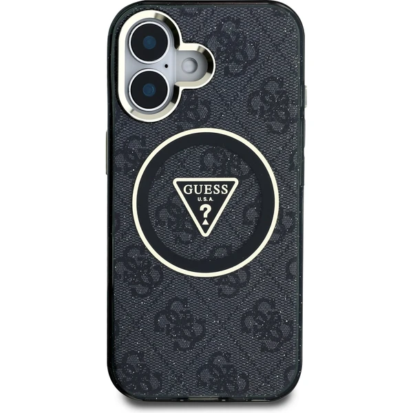 Guess IML 4G Glitter a Triangle Logo MagSafe kryt iPhone 16 čierny - Puzdra - Obrázok 315252b05cf0402aa024e78a1c2f6df8