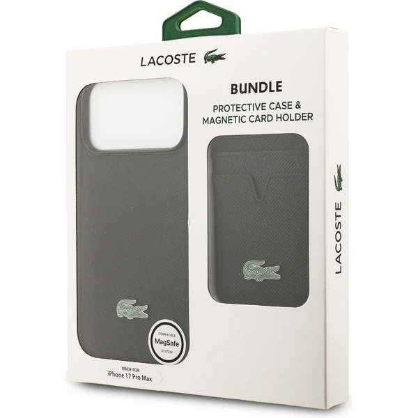Lacoste Iconic Petit Pique MagSafe kryt + peňaženka iPhone 17 Pro Max čierny - Puzdra - Obrázok 3161defc358048f6ae6beb5457356eea