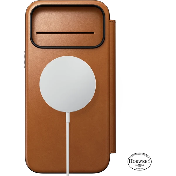 Nomad Modern Leather Folio (Horween) MagSafe kožené puzdro iPhone 18 Pro Max Saddle - Puzdra - Obrázok 31673ac718e54905b5be44af7688f087