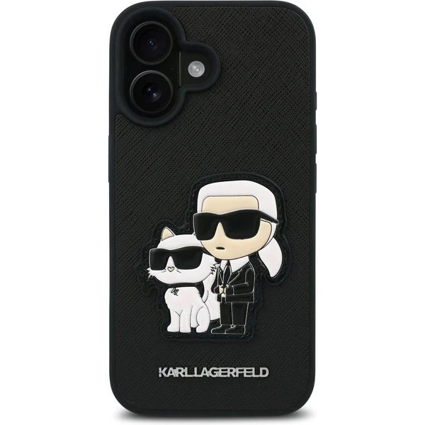 Karl Lagerfeld PU Saffiano Karl and Choupette kryt pre iPhone 16 čierny - Puzdra - Obrázok 316963dc077149a79c54f2c7f5c6a2cd