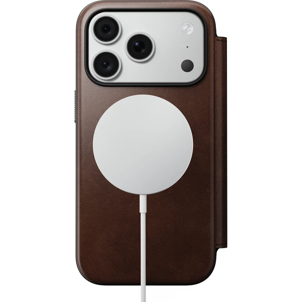 Nomad Modern Leather Folio (Horween) MagSafe kožené puzdro iPhone 17 Pro/18 Pro Rustic Brown - Puzdra - Obrázok 318a1d5862cc46799fa16ec91e6bba17