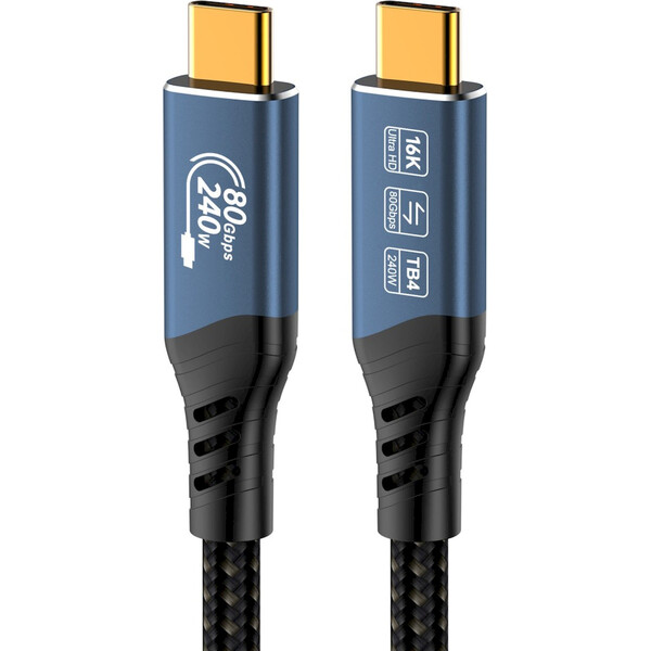 PremiumCord USB4 2.0 80Gbps 16K@60Hz 240W Thunderbolt 4 kábel 1,2m - Káble a redukcie - Hlavný obrázok