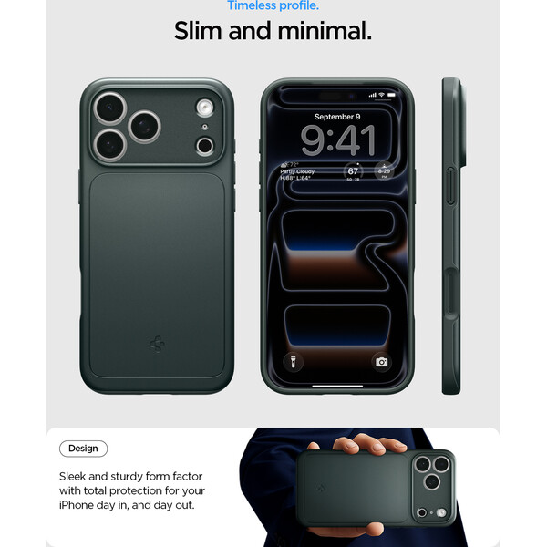 Spigen Thin Fit MagSafe kryt iPhone 18 Pro/17 Pro abys green - Puzdra - Obrázok 31ab2158a30a4f05976559fbd3f1b925