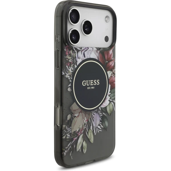 Guess IML Flowers Strap MagSafe kryt iPhone 17 Pro Max čierny - Puzdra - Obrázok 31dcd323ceb54fe9bd160cdf802d5822