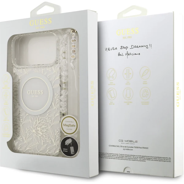 Guess IML Flowers Allover Strap MagSafe kryt iPhone 17 Pro Max biely - Puzdra - Obrázok 31e64cb0e91f48beb14483a2a51c5805