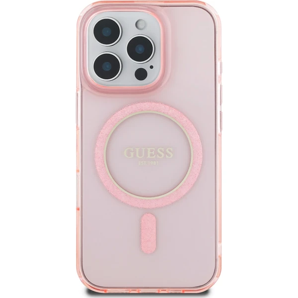 Guess IML Glitter Ring MagSafe kryt pre iPhone 16 Pre ružový - Puzdra - Obrázok 31f38b5c079f42c8a60d903435e17f9a