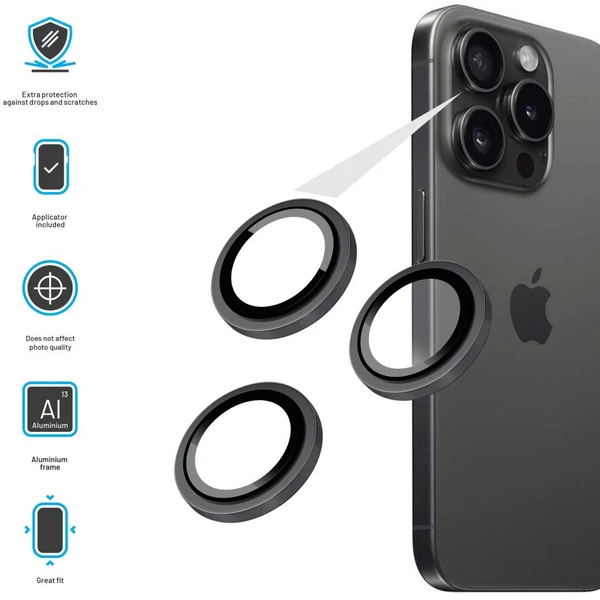 FIXED Camera Glass ochranné sklá Apple iPhone 16 Pro/16 Pro Max čierna - Ochranné fólie a sklo - Obrázok 3225b551fa914b42afc9a81159165585