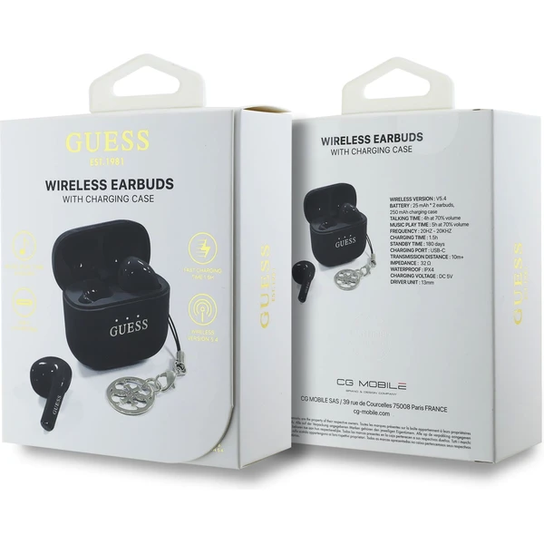Guess Classic Logo Charm TWS bezdrôtové slúchadlá čierna - Slúchadlá - Obrázok 322d10f322d545368b20efd3321b3d62