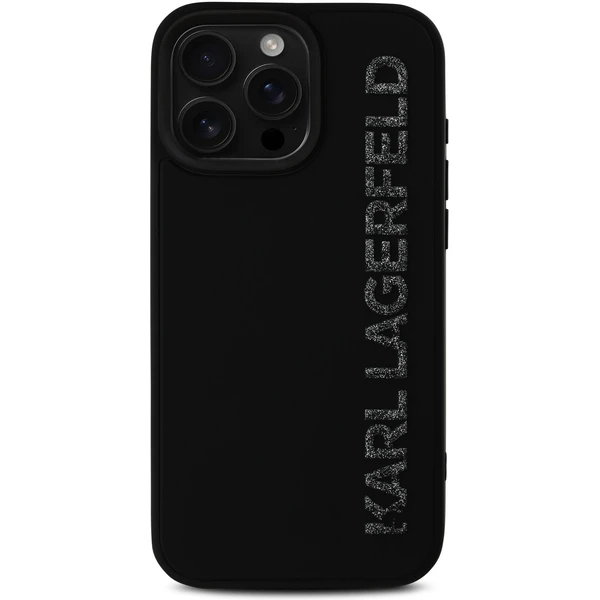 Karl Lagerfeld 3D Rubber Glitter Logo kryt iPhone 16 Pro Max čierny - Puzdra - Obrázok 3235388880ed47069adfd1dee974f665