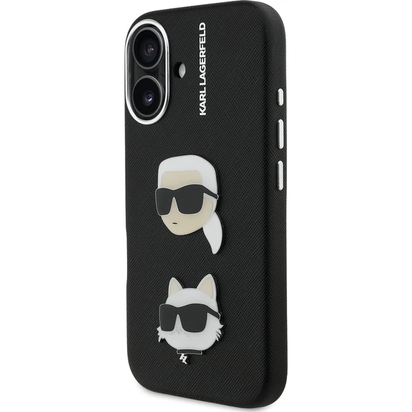 Karl Lagerfeld Grained PU K&CH Heads kryt iPhone 16 čierny - Puzdra - Obrázok 3248cbb97cfb43359fd9d554c7effad4