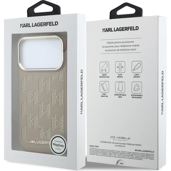 Karl Lagerfeld PU Perforated Monogram MagSafe Zadný Kryt pre iPhone 17 Pro Max Beige - Puzdra - Obrázok 3267cf638dc54c2193bc2bbe13e14a79