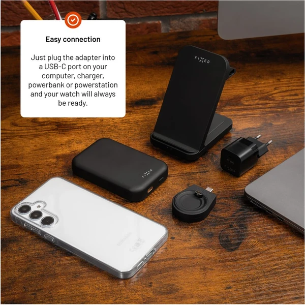 FIXED Nabíjací USB-C adaptér pre Garmin Fenix ??5/6/7/7X/8, Epix, Venu 2/3/3S, Vívoactive 3/4/5 čier - Nabíjačky - Obrázok 326e10340f41463498ff4ac478587f44