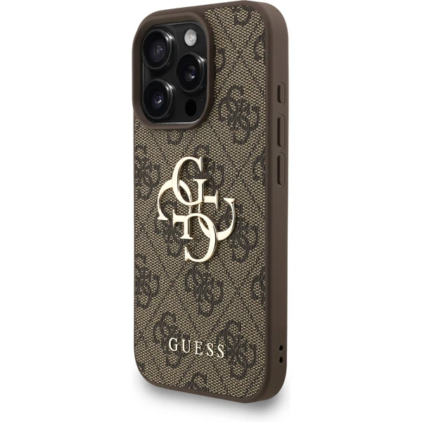 Guess PU 4G Metal Logo Strap kryt iPhone 16 Pro Max hnedý - Puzdra - Obrázok 328e9b712b734a9898284d85fa7c7146