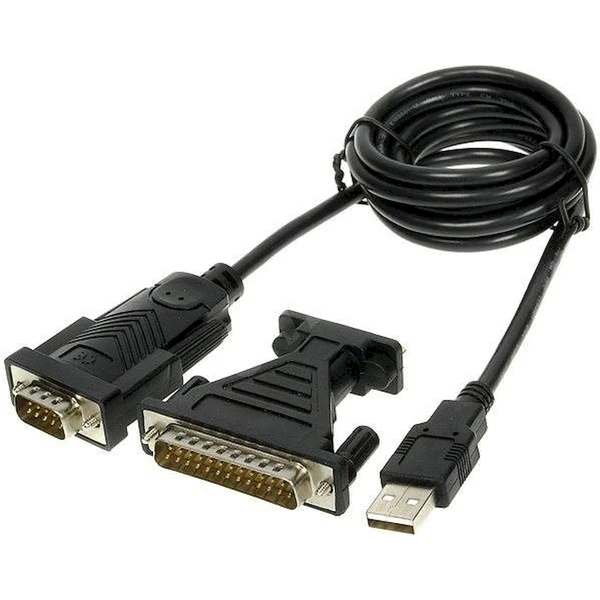 PremiumCord COM (DE-9)/USB-A kábel s LPT adaptérom 1,5m čierny - Káble a redukcie - Hlavný obrázok
