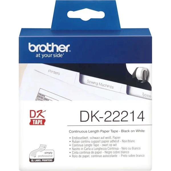 Brother DK-22214 papierová páska čierna na bielej šírka 12 mm - Pásky pre štítkovače - Obrázok 32I9000P01
