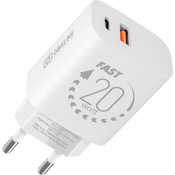 E-shop OBAL:ME nabíjačka USB-A/USB-C (20W) biela