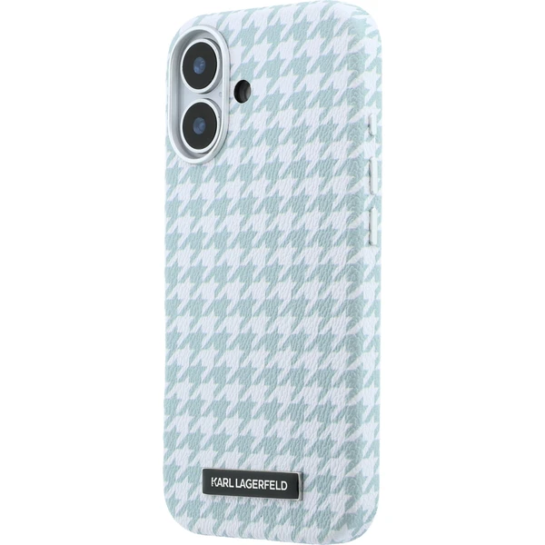 Karl Lagerfeld PU Houndstooth Resin Plate MagSafe kryt iPhone 17 modrý - Puzdra - Obrázok 33402fabb77b45328d3c4cb536a20b96