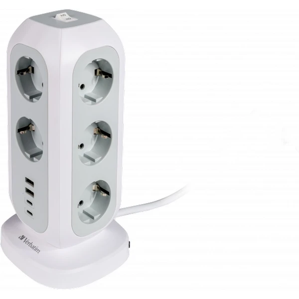 VERBATIM EU Power Tower EUPT-01 Nabíjacia stanica, 11x230V, 2xUSB-C, 2x USB-A - Zásuvky - Obrázok 3353000O01