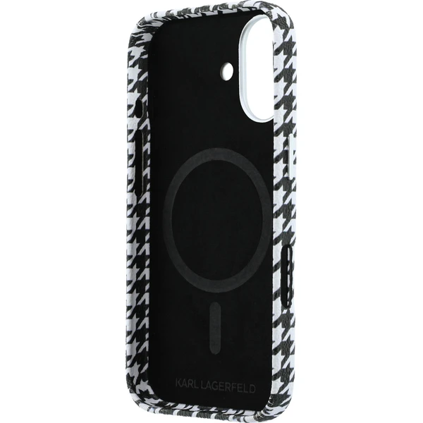 Karl Lagerfeld PU Houndstooth Resin Plate MagSafe kryt iPhone 17 čierny - Puzdra - Obrázok 338534519cfb45f697d165284c916214