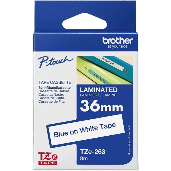 Brother TZe-263 páska modrá na bielom 36 mm - Pásky pre štítkovače - Obrázok 33OB000P01