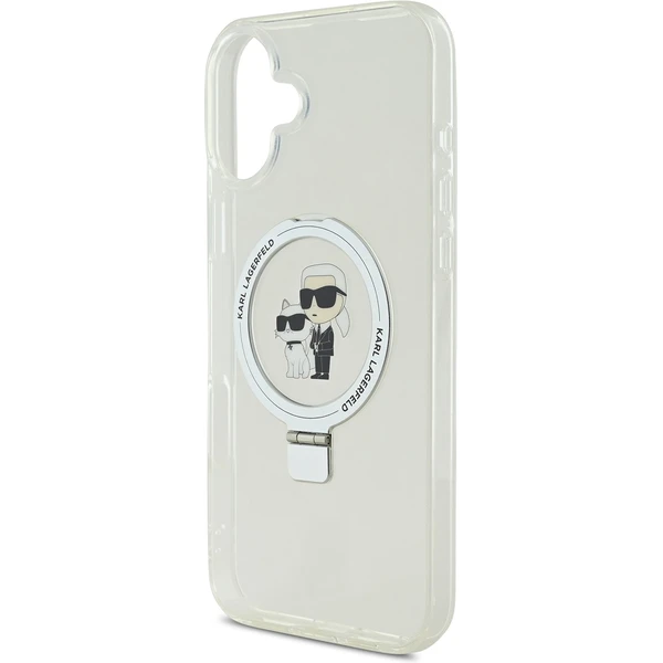 Karl Lagerfeld Ringstand Karl and Choupette MagSafe kryt pre iPhone 16 Plus biely - Puzdra - Obrázok 33c08853588840f9b2b0e1174e15814f
