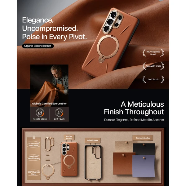Torras Ostand Q3 VegSkin MagSafe kryt Samsung Galaxy S26 Ultra amber brown - Puzdra - Obrázok 33c94aa39adf41a2b2b0bcbadac2477e