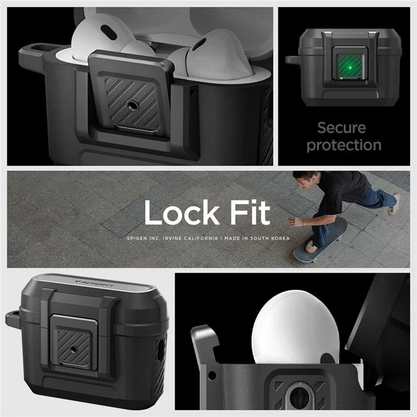 Spigen Lock Fit odolné puzdro Apple AirPods Pro 2 Gen. matne čierne - Puzdra - Obrázok 3405000J01