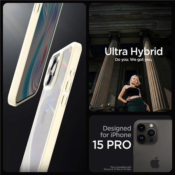 Spigen Ultra Hybrid kryt iPhone 15 Pro béžový - Puzdra - Obrázok 3409000601