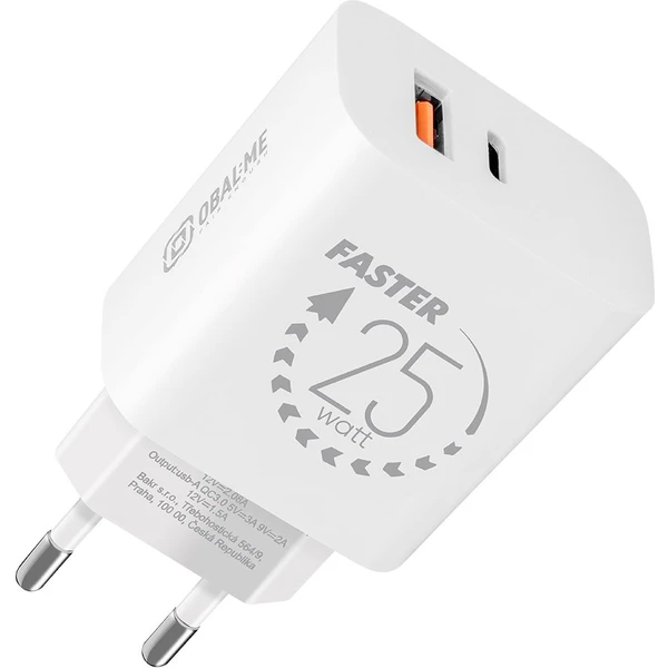 OBAL:ME nabíjačka USB-A/USB-C (25W) biela - Nabíjačky - Hlavný obrázok