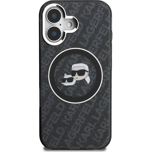 Karl Lagerfeld IML K&CH Heads Repeated Logo MagSafe kryt iPhone 16 čierny - Puzdra - Obrázok 344d21a46a91452f9de33db3d25ae75e