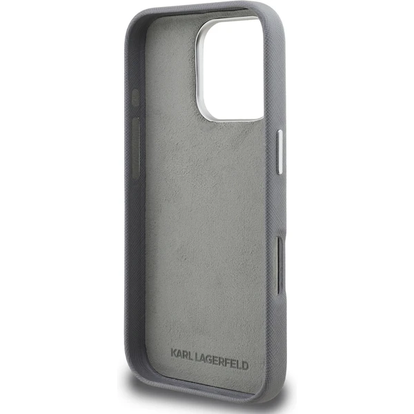 Karl Lagerfeld Grained PU K&CH Heads kryt iPhone 16 Pro Max sivý - Puzdra - Obrázok 348c5d409cd84e5db78d7e3a0f86b29b