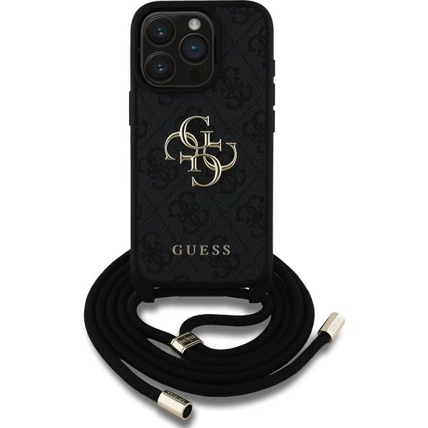 Guess PU 4G Metal Logo Crossbody popruh kryt iPhone 15 Pre čierny - Puzdra - Obrázok 3496c080c025470bb01183fc0496d7f6