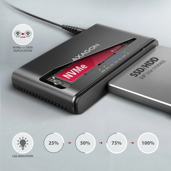 AXAGON ADSA-CC USB-C NVMe M.2 SSD 2.5'/3.5 SSD/HDD adaptér - Externé boxy - Obrázok 34P0000K01