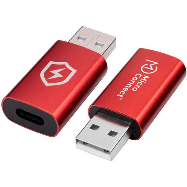 MicroConnect Safe Charge USB-A/USB-C redukcia červená - Káble a redukcie - Hlavný obrázok
