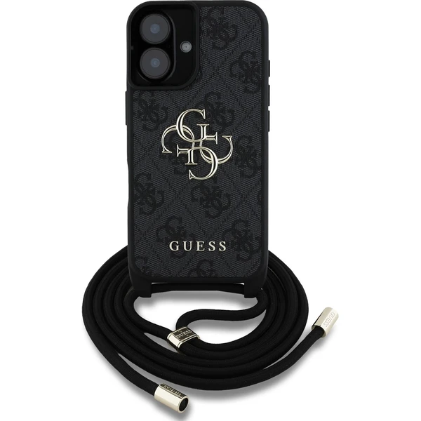 Guess PU 4G Metal Logo Crossbody popruh kryt iPhone 16 čierny - Puzdra - Obrázok 34bdb43aa71c486882615a870bb3b2d1