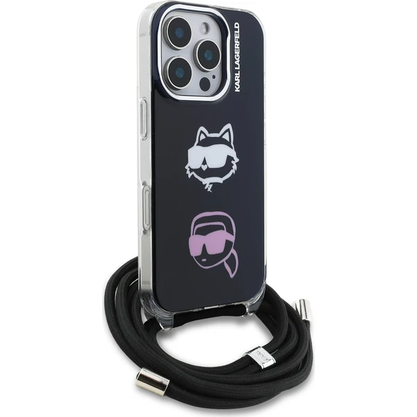 Karl Lagerfeld IML Crossbody K&CH Heads Zadný Kryt pre iPhone 16 Pro čierny - Puzdra - Obrázok 352ba52f987d401da99fe9b91c05800d