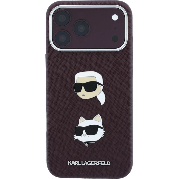 Karl Lagerfeld PU Semi Wrap Saffiano K&CH Heads kryt iPhone 18 Pro vínový - Puzdra - Obrázok 352f6a5bc6c5422ab6899604ad255904