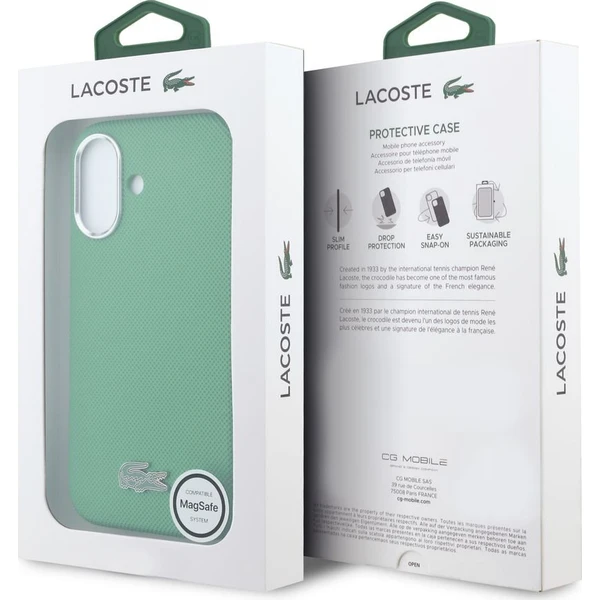 Lacoste PVC Iconic Petit Pique Kovové Logo MagSafe kryt iPhone 16 zelený - Puzdra - Obrázok 353dd80e64cb4b3ab45ec51adf6a7dab